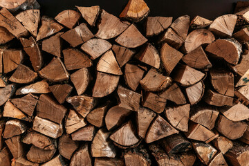 Stacked Firewood Texture wooden background 