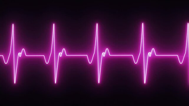 Neon Heartbeat Line on Black Background Animation.