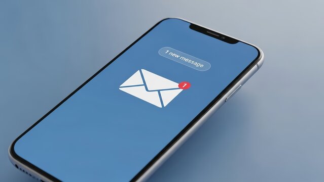 Get notified with a new email message on a modern smartphone screen notification