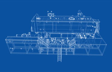 Industrial Equipment Blueprint. Vector