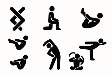 Simple exercise icons: flat style for workout and fitness themes