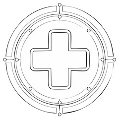 Obraz premium Medical cross symbol inside circle in a minimalistic design.
