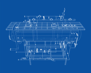 Industrial Equipment Blueprint. Vector