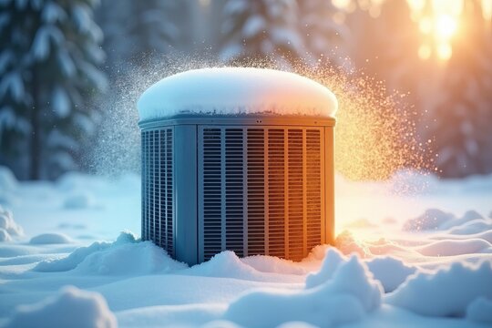 An HVAC System Blending into a Winter Wonderland: Cold Air Blowing on One Side, Warm Air on the Other