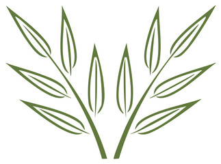 Obraz premium Stylized green leaf design, symmetrical branches, vector illustration for nature and health concepts