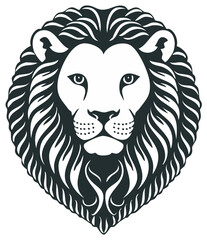 Obraz premium Stylized powerful lion head icon featuring intricate mane details