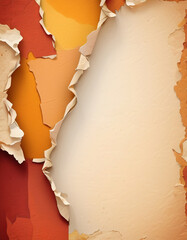 Torn Paper Ripped Edges Layers in Warm Autumn Tones: Red, Orange, Yellow, and Beige Textures for Vintage Collage Backgrounds