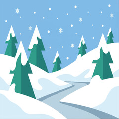 Obraz premium illustration, vector, winter, background, design, drawing, december, holiday, cartoon, christmas, art, happy, nature, graphic, tree, snow, season, banner, cute, decoration, card, celebration, 