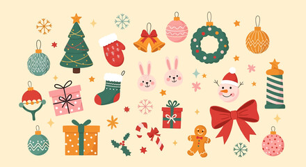 Festive Christmas Decorations - A Collection of Holiday Elements.