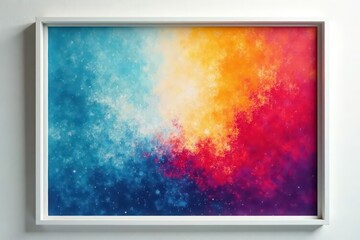 Crisp white frame, showcasing vibrant canvas detail, art, vibrant colors
