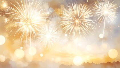 Colorful bright pyrotechnics celebration display of fireworks in the night sky for a holiday festival