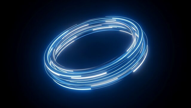 Abstract blue light circle trails glowing energy futuristic technology background