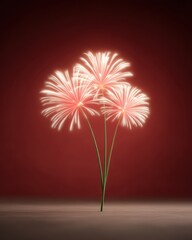Creative display of exploding firecrackers with glowing colors and minimal design for festive occasions and celebrations. Chinese New Year, Lunar New Year's Day
