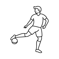 Black silhouette vector illustration of a male soccer athlete running with a ball