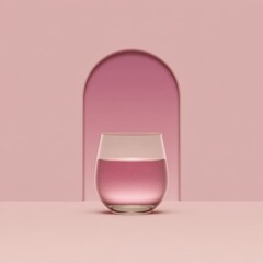 Elegant minimalist typography poster featuring a glass of water against a soft pink background. Dry January