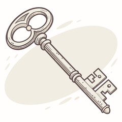 Ornate Skeleton Key with Intricate Handle and Detailed Bit Design