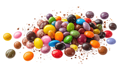 Colorful candy pile, mixed shapes and sizes