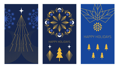 Set of Christmas cards, modern christmas geimetric design	
