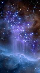 Vast Starry Nebula in Deep Space with Blue and Purple Colors