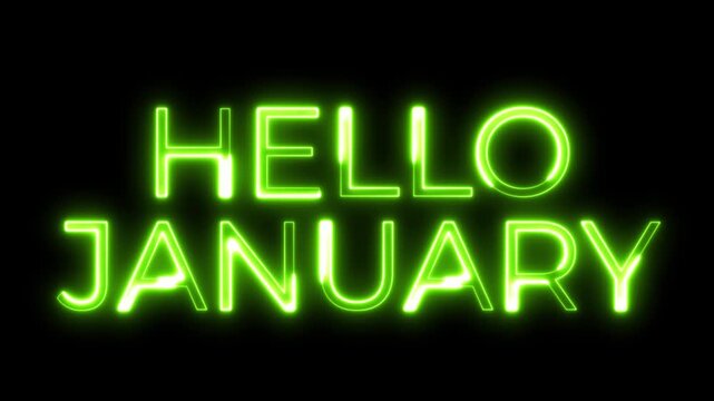 Hello January Neon Typography Animation