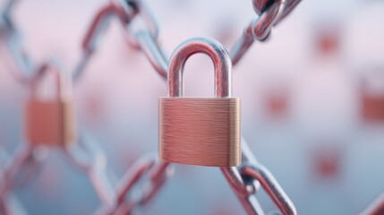 A close-up of a padlock attached to a chain link fence, symbolizing security and protection against unauthorized access.