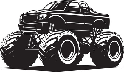 Bold monster truck design with massive tires and robust suspension