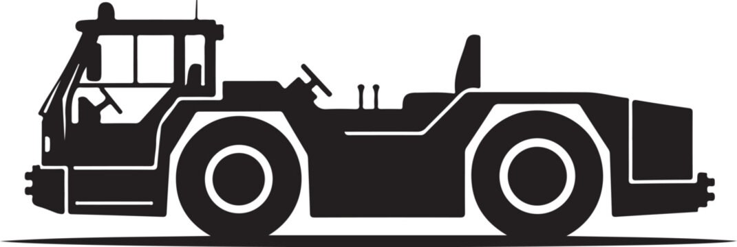 Airport ground support aircraft tow tractor vector silhouette
