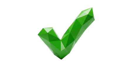 Modern faceted green checkmark symbol for success, confirmation, and quality design concept. isolated PNG with Transparent Background