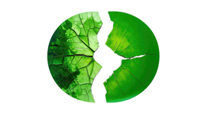 Cracked orb with leaf texture, split in middle