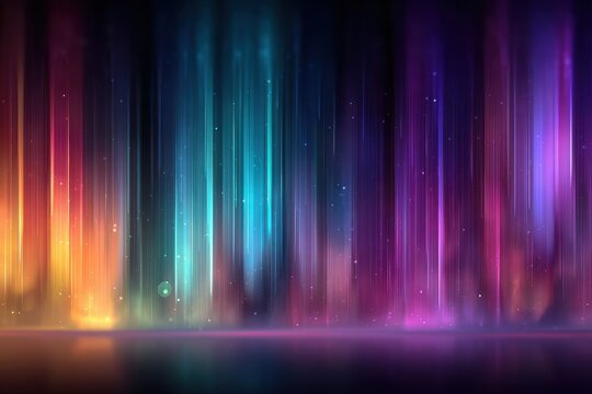 Vibrant purple and blue gradient with light streaks and neon glow across abstract background