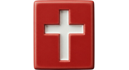 Obraz premium Christian cross symbol 3D representation for faith, religion, medical aid, and help concept. isolated PNG with Transparent Background