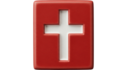 Christian cross symbol 3D representation for faith, religion, medical aid, and help concept. isolated PNG with Transparent Background