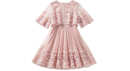 Elegant dusty rose lace dress for special occasion, formal event, or wedding wear isolated PNG with Transparent Background