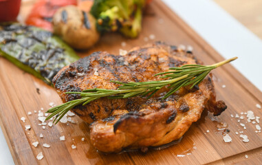 Grilled Chicken Thigh with Rosemary and Roasted Vegetables