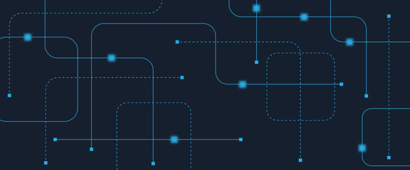 Abstract digital AI circuit board background with tech icons. Digital technology motherboard texture design. Engineering circuit board concept for poster, header, banner, website, presentation