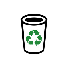 Recycling Bin  Icon on White Background Vector Art Illustration on white background.