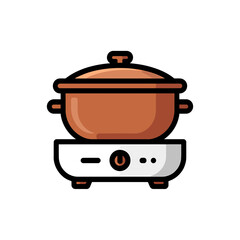 Rice cooker Icon on White Background Vector Art Illustration on white background.