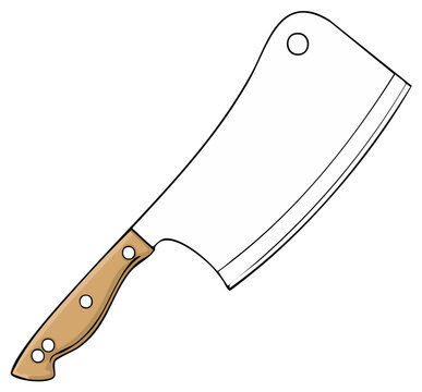 cleaver knife with wooden handle clip art preview