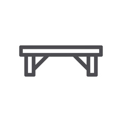 Minimalist Table or Bench Line Icon on White Background Vector Art Illustration on white background.