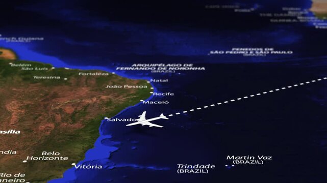 Flight from Abuja NIGERIA to Asuncion PARAGUAY with flag pins