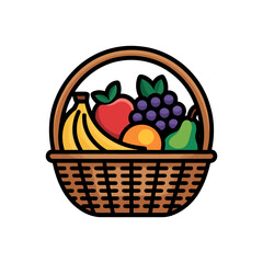 Fruit basket Icon on White Background Vector Art Illustration on white background.