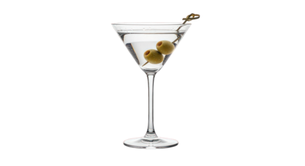Classic martini with olives isolated on transparent background