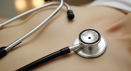Medical stethoscope on table background healthcare concept