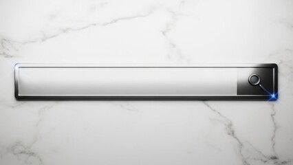 Elegant white and black search input bar with subtle shadow on luxurious white marble background, sophisticated design element perfect for premium applications, luxury brands, modern websites,