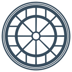 Obraz premium Blue circular window design graphic element. Architectural concept for decor.