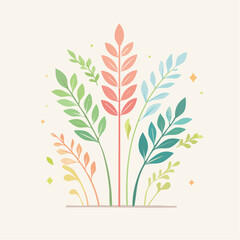 Delicate Pastel Botanical Illustration With Abstract Sprinkles And Soft Light Colors On A Cream Background