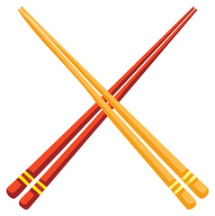 Wooden Chopsticks Cross Asian Cuisine Cutlery Utensil Eating Illustration