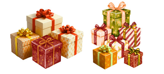 Png image of gifts presents christmas birthday celebration holiday surprise party wrapped ribbon boxes festive presents jpg image of on transparent background