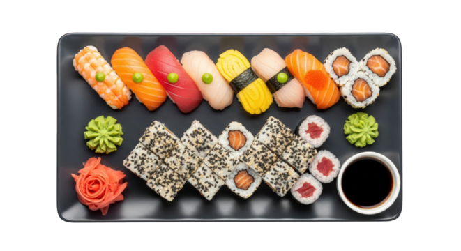 Sushi platter isolated on transparent background