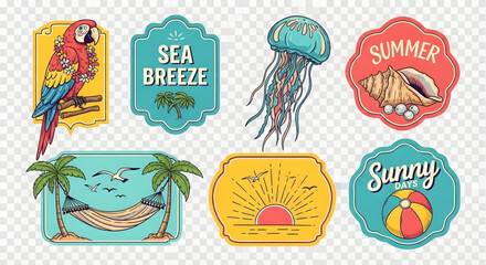 Summer vacation sticker set